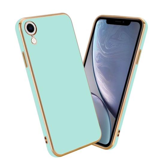 Pokrowiec Do Apple iPhone XR Etui w Glossy Miętowa Zielona - Złoto TPU Silikonowe Obudowa Case Cover Cadorabo Cadorabo