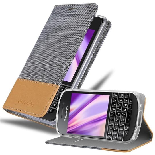 Pokrowiec Do Blackberry Q10 Etui w JASNOSZARY BRĄZOWY Portfel Obudowa Case Cover Ochronny Cadorabo Cadorabo