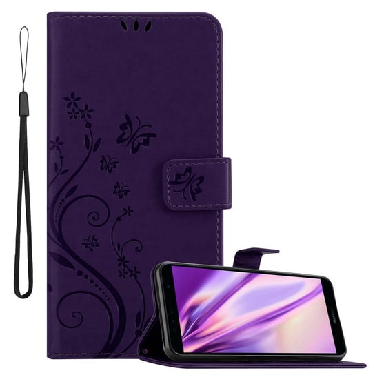 Pokrowiec Do Honor 7A / Huawei Y6 PRIME 2018 w Etui FIOLET CIEMNY KWIATOWY Kwiaty Portfel Obudowa Case Cover Cadorabo Cadorabo