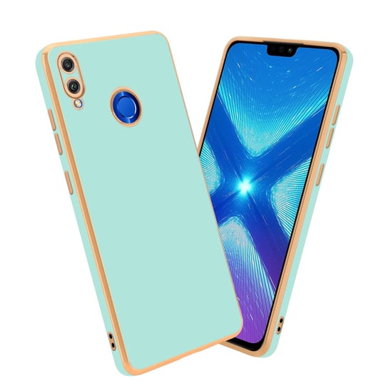 Pokrowiec Do Honor 8X Etui w Glossy Miętowa Zielona - Złoto TPU Silikonowe Obudowa Case Cover Cadorabo Cadorabo