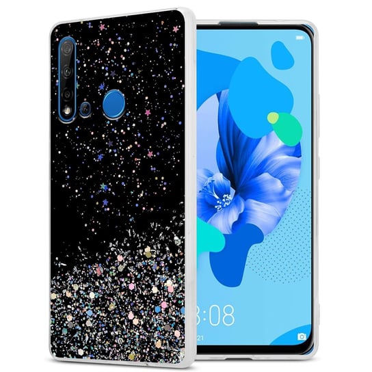 Pokrowiec Do Huawei NOVA 5i / P20 LITE 2019 Etui w Czarny z Brokatem Glitter Obudowa Case Cover TPU Cadorabo Cadorabo