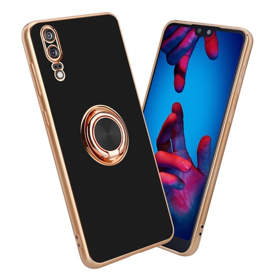 Pokrowiec Do Huawei P20 Etui w Glossy Czarny - Złoto magnetycznym Obudowa Case Cover Ochronny Cadorabo Cadorabo