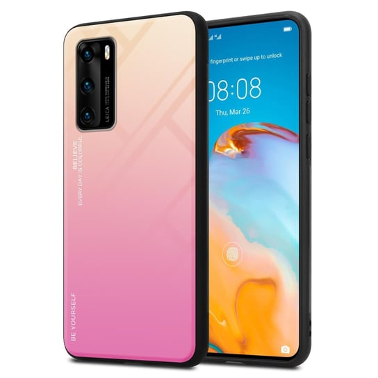 Pokrowiec Do Huawei P40 Etui w ŻÓŁTO - RÓŻOWY TPU Obudowa Case Cover Plecki Ochronny Cadorabo Cadorabo