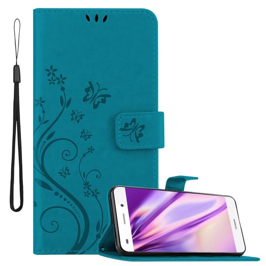 Pokrowiec Do Huawei P8 LITE 2015 w Etui NIEBIESKI KWIATOWY  Kwiaty Portfel Obudowa Case Cover Cadorabo Cadorabo