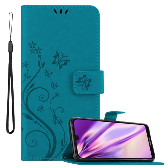 Pokrowiec Do Huawei Y5 2019 / Enjoy Play 8 / Honor 8S w Etui NIEBIESKI KWIATOWY  Kwiaty Portfel Obudowa Case Cover Cadorabo Cadorabo