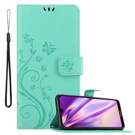 Pokrowiec Do Huawei Y5 2019 / Enjoy Play 8 / Honor 8S w Etui TURKUS KWIATOWY  Kwiaty Portfel Obudowa Case Cover Cadorabo Cadorabo