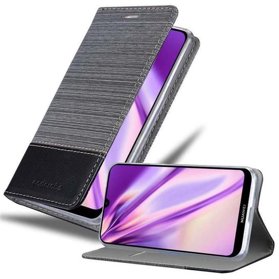 Pokrowiec Do Huawei Y6 2019 Etui w SZARO CZARNY Portfel Obudowa Case Cover Ochronny Cadorabo Cadorabo