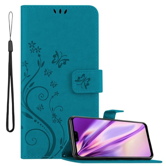 Pokrowiec Do Huawei Y9 2019 w Etui NIEBIESKI KWIATOWY  Kwiaty Portfel Obudowa Case Cover Cadorabo Cadorabo