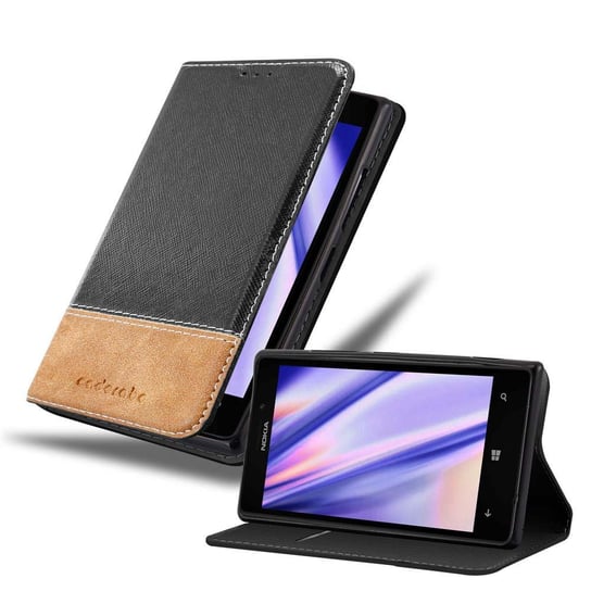 Pokrowiec Do Nokia Lumia 925 w Etui CZARNO BRĄZOWY Obudowa Portfel Case Cover Cadorabo Cadorabo