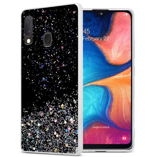 Pokrowiec Do Samsung Galaxy A10e / A20e Etui w Czarny z Brokatem Glitter Obudowa Case Cover TPU Cadorabo Cadorabo