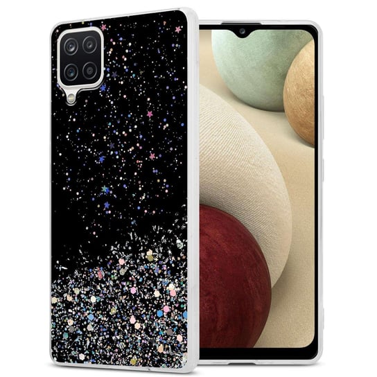Pokrowiec Do Samsung Galaxy A12 / M12 Etui w Czarny z Brokatem Glitter Obudowa Case Cover TPU Cadorabo Cadorabo