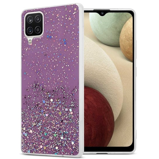 Pokrowiec Do Samsung Galaxy A12 / M12 Etui w Fiolet z Brokatem Glitter Obudowa Case Cover TPU Cadorabo Cadorabo