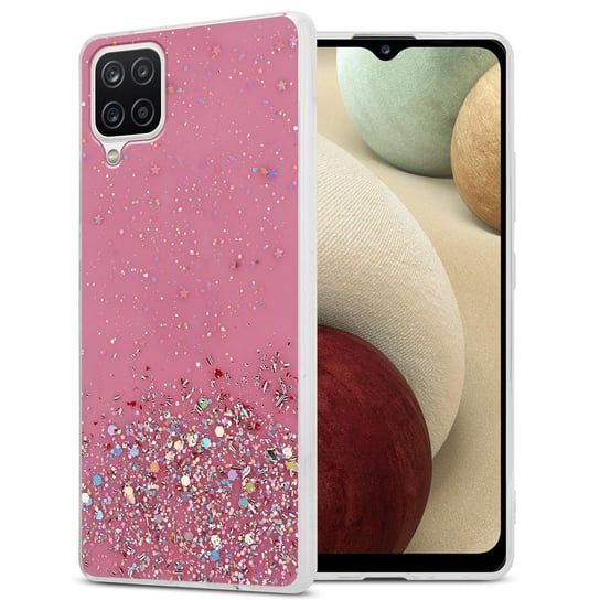 Pokrowiec Do Samsung Galaxy A12 / M12 Etui w Różowy z Brokatem Glitter Obudowa Case Cover TPU Cadorabo Cadorabo