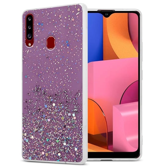 Pokrowiec Do Samsung Galaxy A20s Etui w Fiolet z Brokatem Glitter Obudowa Case Cover TPU Cadorabo Cadorabo