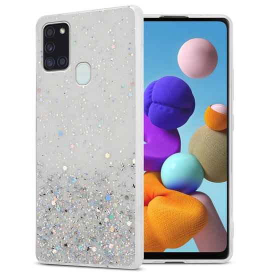 Pokrowiec Do Samsung Galaxy A21s Etui w Przezroczysty z Brokatem Glitter Obudowa Case Cover TPU Cadorabo Cadorabo