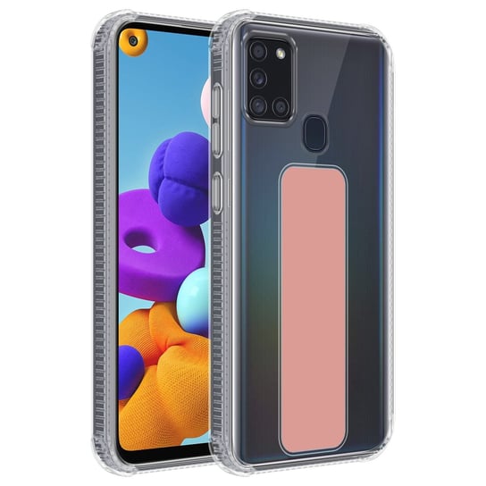 Pokrowiec Do Samsung Galaxy A21s w RÓŻOWY Etui z uchwytem Obudowa Case Cover Cadorabo Cadorabo