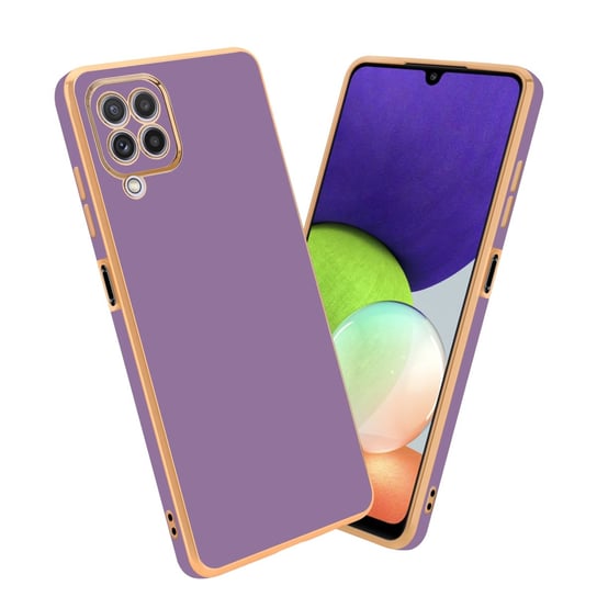 Pokrowiec Do Samsung Galaxy A22 4G Etui w Glossy Purpura - Złoto TPU Silikonowe Obudowa Case Cover Cadorabo Cadorabo