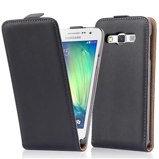 Pokrowiec Do Samsung Galaxy A3 2015 Etui w CZARNY KAWIOR Flip Case Cover Obudowa Ochronny Cadorabo Cadorabo