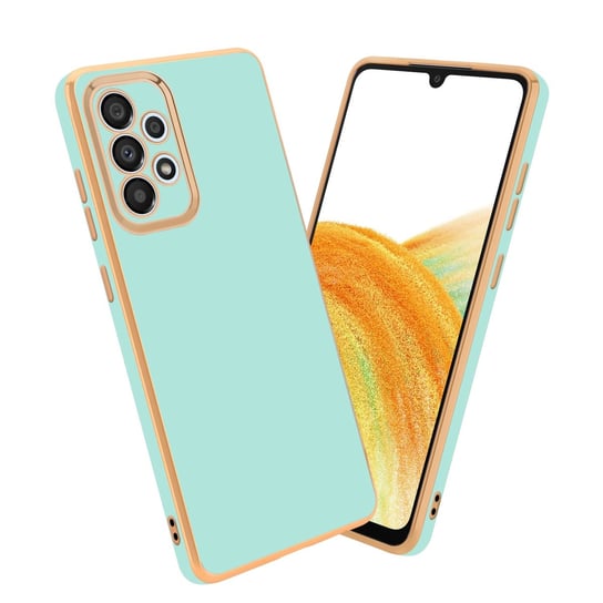 Pokrowiec Do Samsung Galaxy A33 5G Etui w Glossy Miętowa Zielona - Złoto TPU Silikonowe Obudowa Case Cover Cadorabo Cadorabo