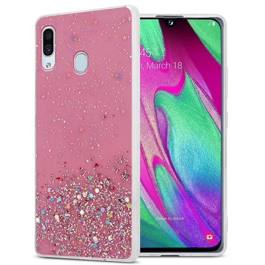 Pokrowiec Do Samsung Galaxy A40 Etui w Różowy z Brokatem Glitter Obudowa Case Cover TPU Cadorabo Cadorabo