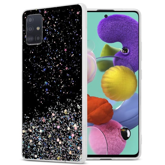 Pokrowiec Do Samsung Galaxy A51 4G / M40s Etui w Czarny z Brokatem Glitter Obudowa Case Cover TPU Cadorabo Cadorabo