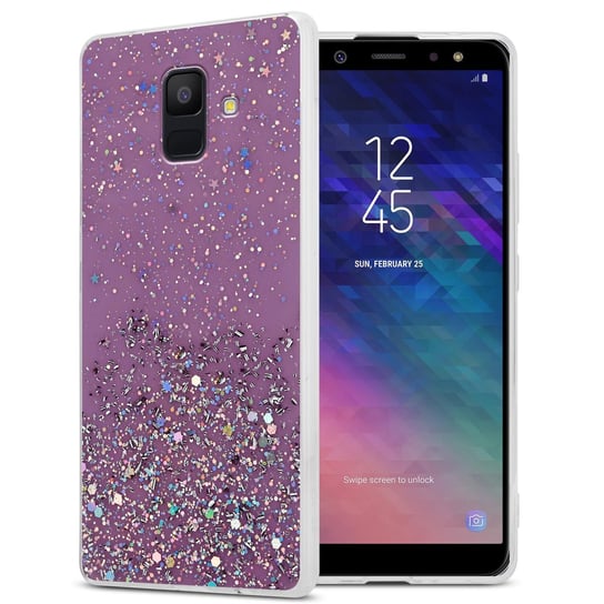 Pokrowiec Do Samsung Galaxy A6 2018 Etui w Fiolet z Brokatem Glitter Obudowa Case Cover TPU Cadorabo Cadorabo
