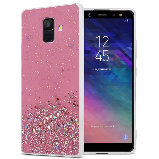 Pokrowiec Do Samsung Galaxy A6 2018 Etui w Różowy z Brokatem Glitter Obudowa Case Cover TPU Cadorabo Cadorabo