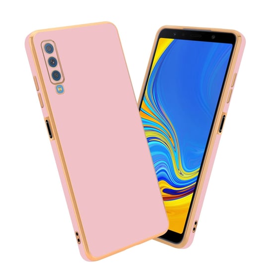Pokrowiec Do Samsung Galaxy A7 2018 Etui w Glossy Róż - Złoto TPU Silikonowe Obudowa Case Cover Cadorabo Cadorabo