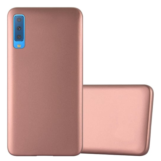 Pokrowiec Do Samsung Galaxy A7 2018 w METALLIC RÓŻOWE ZŁOTO Etui TPU Silikon Obudowa Ochronny Case Cover Cadorabo Cadorabo