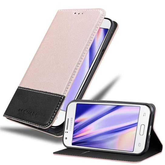 Pokrowiec Do Samsung Galaxy J1 2015 w Etui RÓŻOWE ZŁOTO CZARNY Obudowa Portfel Case Cover Cadorabo Cadorabo
