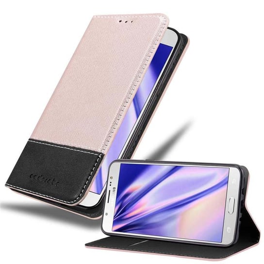 Pokrowiec Do Samsung Galaxy J7 2016 w Etui RÓŻOWE ZŁOTO CZARNY Obudowa Portfel Case Cover Cadorabo Cadorabo