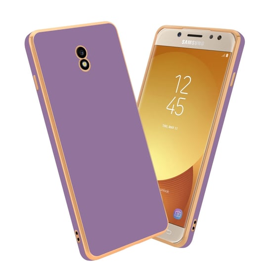 Pokrowiec Do Samsung Galaxy J7 2017 Etui w Glossy Purpura - Złoto TPU Silikonowe Obudowa Case Cover Cadorabo Cadorabo