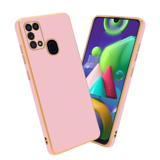 Pokrowiec Do Samsung Galaxy M31 Etui w Glossy Róż - Złoto TPU Silikonowe Obudowa Case Cover Cadorabo Cadorabo