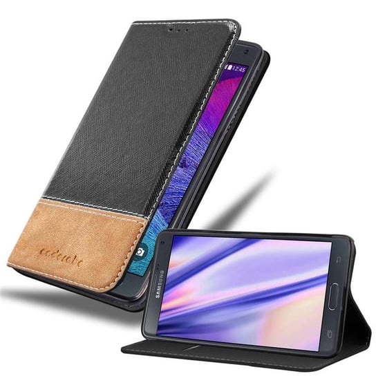 Pokrowiec Do Samsung Galaxy NOTE 4 w Etui CZARNO BRĄZOWY Obudowa Portfel Case Cover Cadorabo Cadorabo