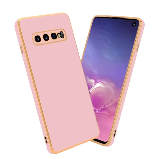 Pokrowiec Do Samsung Galaxy S10 PLUS Etui w Glossy Róż - Złoto TPU Silikonowe Obudowa Case Cover Cadorabo Cadorabo