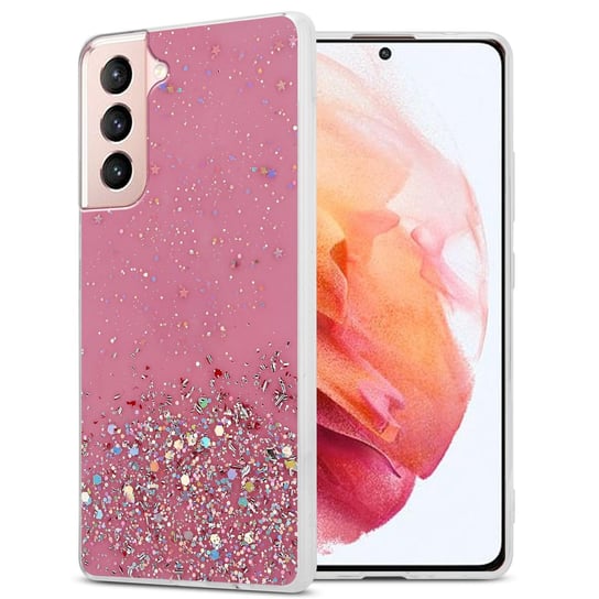 Pokrowiec Do Samsung Galaxy S21 5G Etui w Różowy z Brokatem Glitter Obudowa Case Cover TPU Cadorabo Cadorabo