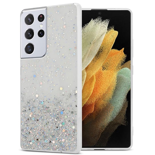 Pokrowiec Do Samsung Galaxy S21 ULTRA Etui w Przezroczysty z Brokatem Glitter Obudowa Case Cover TPU Cadorabo Cadorabo