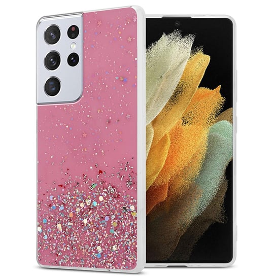 Pokrowiec Do Samsung Galaxy S21 ULTRA Etui w Różowy z Brokatem Glitter Obudowa Case Cover TPU Cadorabo Cadorabo