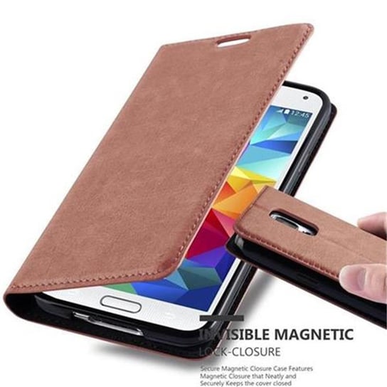 Pokrowiec Do Samsung Galaxy S5 / S5 NEO w CAPPUCCINO BRĄZ Etui Obudowa Ochronny Case Cover Portfel Cadorabo Cadorabo