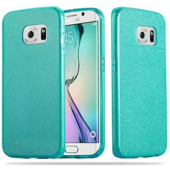 Pokrowiec Do Samsung Galaxy S6 EDGE w TURKUSOWY GWIEZDNY PYŁ  Etui Obudowa Ochronny Case Cover Glitter Cadorabo Cadorabo