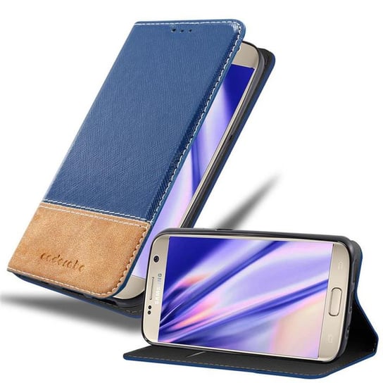 Pokrowiec Do Samsung Galaxy S7 w Etui CIEMNY NIEBIESKO BRĄZOWY Obudowa Portfel Case Cover Cadorabo Cadorabo