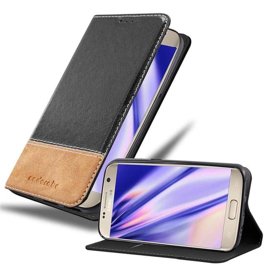 Pokrowiec Do Samsung Galaxy S7 w Etui CZARNO BRĄZOWY Obudowa Portfel Case Cover Cadorabo Cadorabo