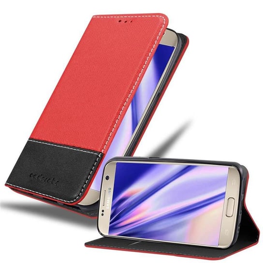 Pokrowiec Do Samsung Galaxy S7 w Etui CZERWONO CZARNY Obudowa Portfel Case Cover Cadorabo Cadorabo