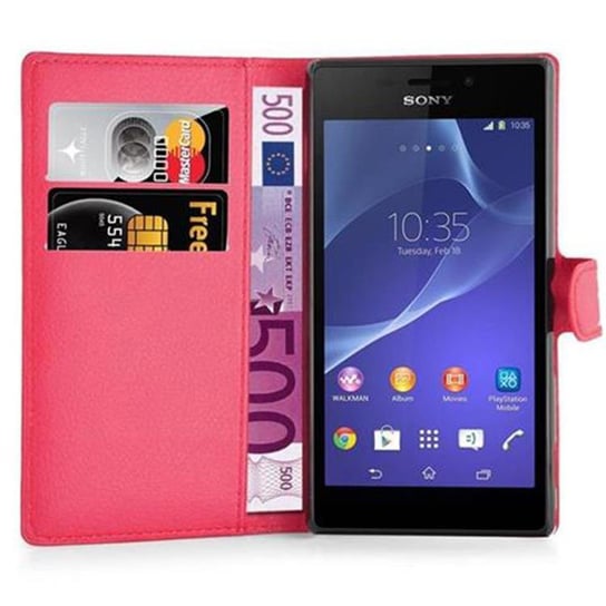 Pokrowiec Do Sony Xperia M2 / M2 AQUA w KARMINOWY CZERWONY Etui Portfel Obudowa Ochronny Case Cover Cadorabo Cadorabo