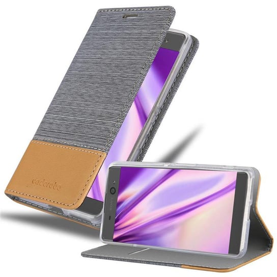 Pokrowiec Do Sony Xperia XA Etui w JASNOSZARY BRĄZOWY Portfel Obudowa Case Cover Ochronny Cadorabo Cadorabo