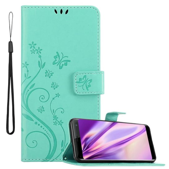 Pokrowiec Do Sony Xperia XZ3 w Etui TURKUS KWIATOWY  Kwiaty Portfel Obudowa Case Cover Cadorabo Cadorabo