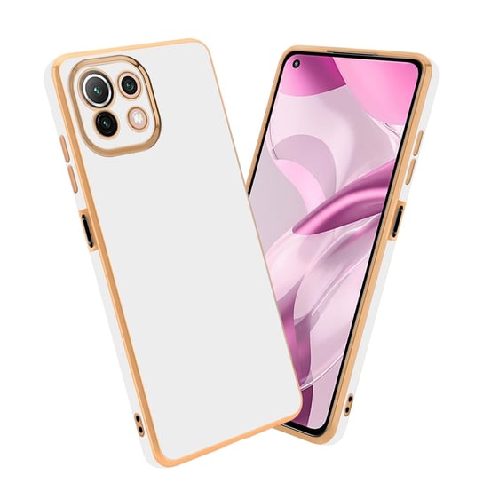 Pokrowiec Do Xiaomi Mi 11 LITE (4G / 5G) / 11 LITE NE Etui w Glossy Biały - Złoto TPU Silikonowe Obudowa Case Cover Cadorabo Cadorabo