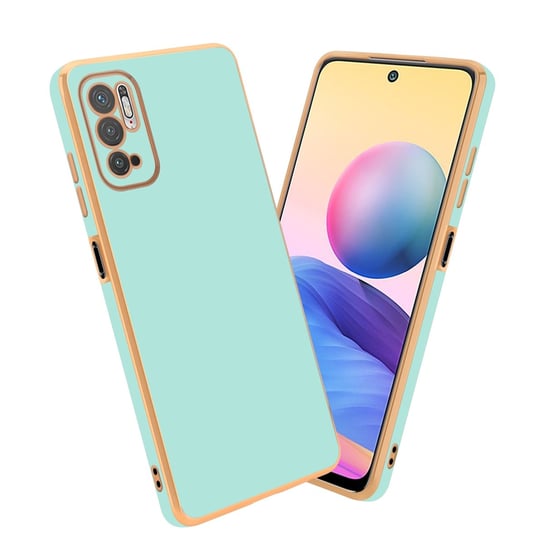 Pokrowiec Do Xiaomi RedMi NOTE 10 5G / POCO M3 PRO 5G Etui w Glossy Miętowa Zielona - Złoto TPU Silikonowe Obudowa Case Cover Cadorabo Cadorabo