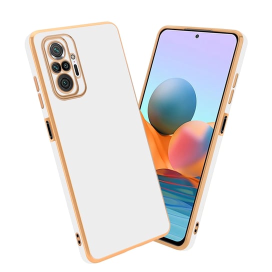 Pokrowiec Do Xiaomi RedMi NOTE 10 PRO Etui w Glossy Biały - Złoto TPU Silikonowe Obudowa Case Cover Cadorabo Cadorabo