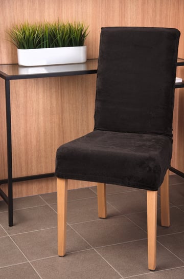 Pokrowiec elastyczny na krzesło, Welur Plus, czarny BESTCOVERS